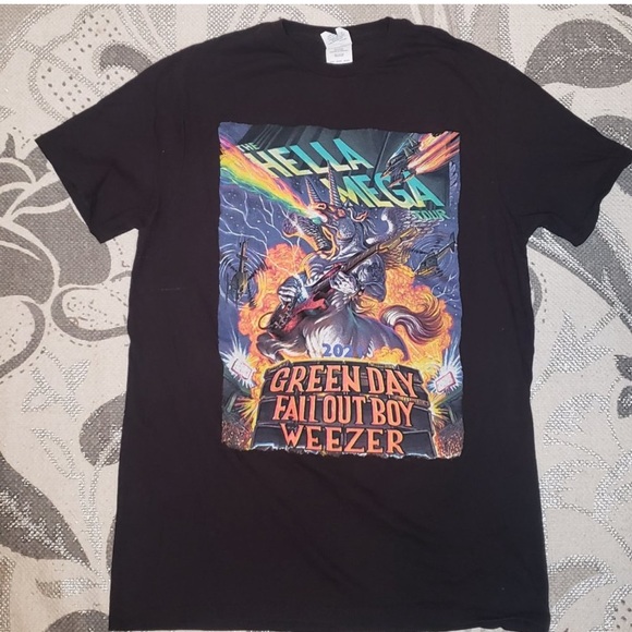 2021 The Hella Mega Tour Green Day Fall Out Boy Weezer Band Concert T-Shirt, S - Picture 1 of 1